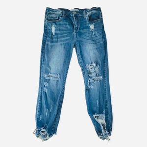 Cello Mid Rise Ankle Skinny Distressed Denim Jeans 11 32